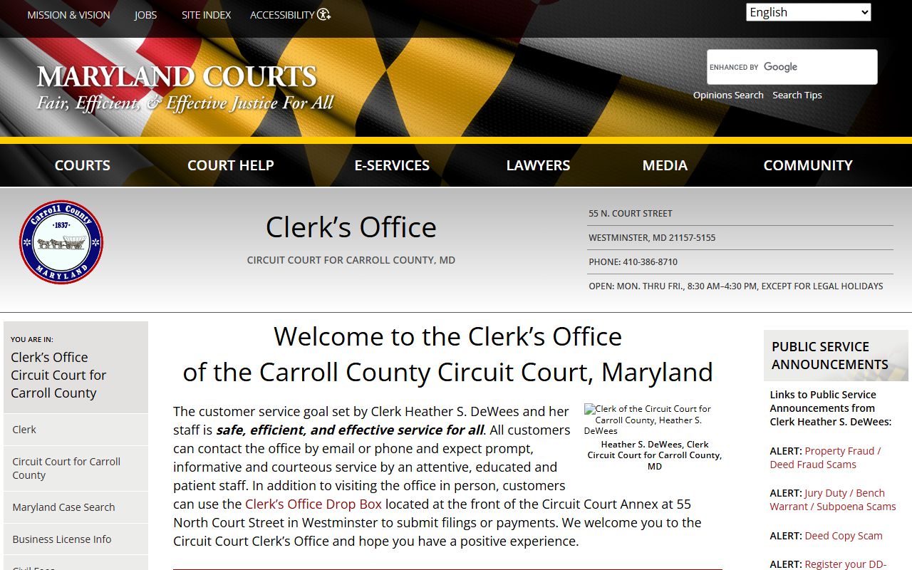 Carroll County criminal court records circuit court clerk
