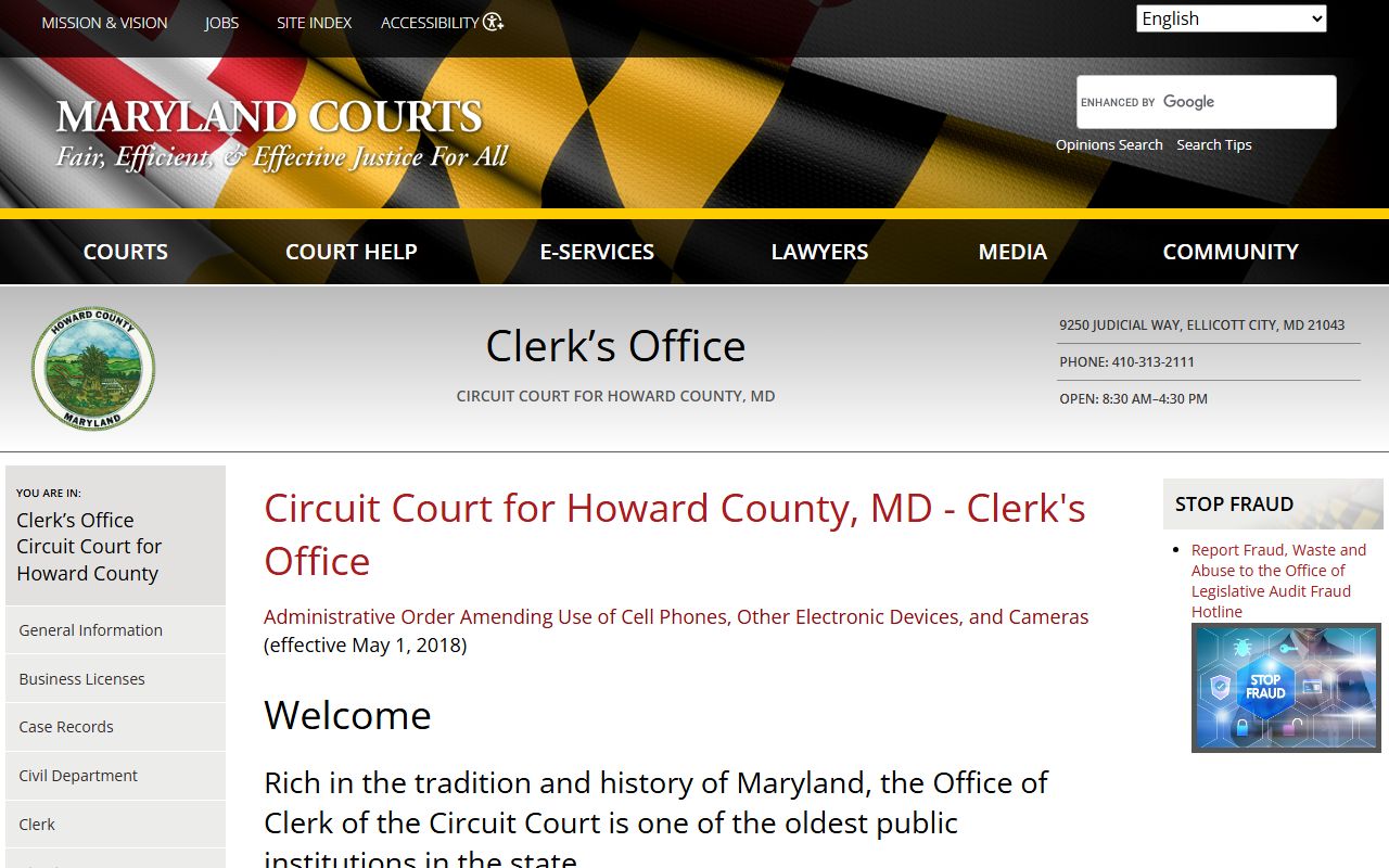 Howard County criminal court records circuit court clerk